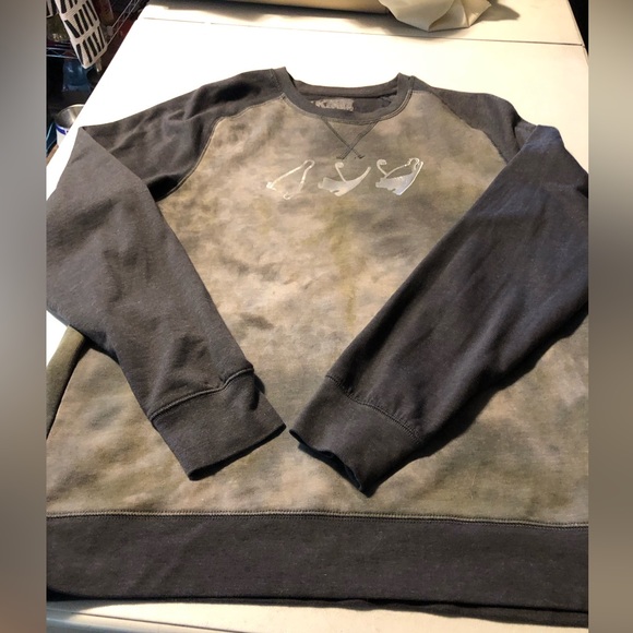 Raglan sleeve sweatshirt with Chrome Ancient Egyptian crowns sz Large Green Grey - Picture 5 of 16